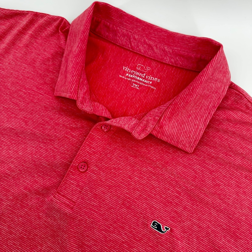 Vineyard Vines Polo Shirt Mens 2XL Red Performance Space Dye Short Sleeve